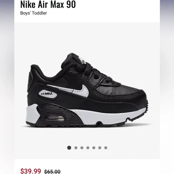 Nike Kids' Air Max 90 Black White Sneakers - Picture 2 of 6